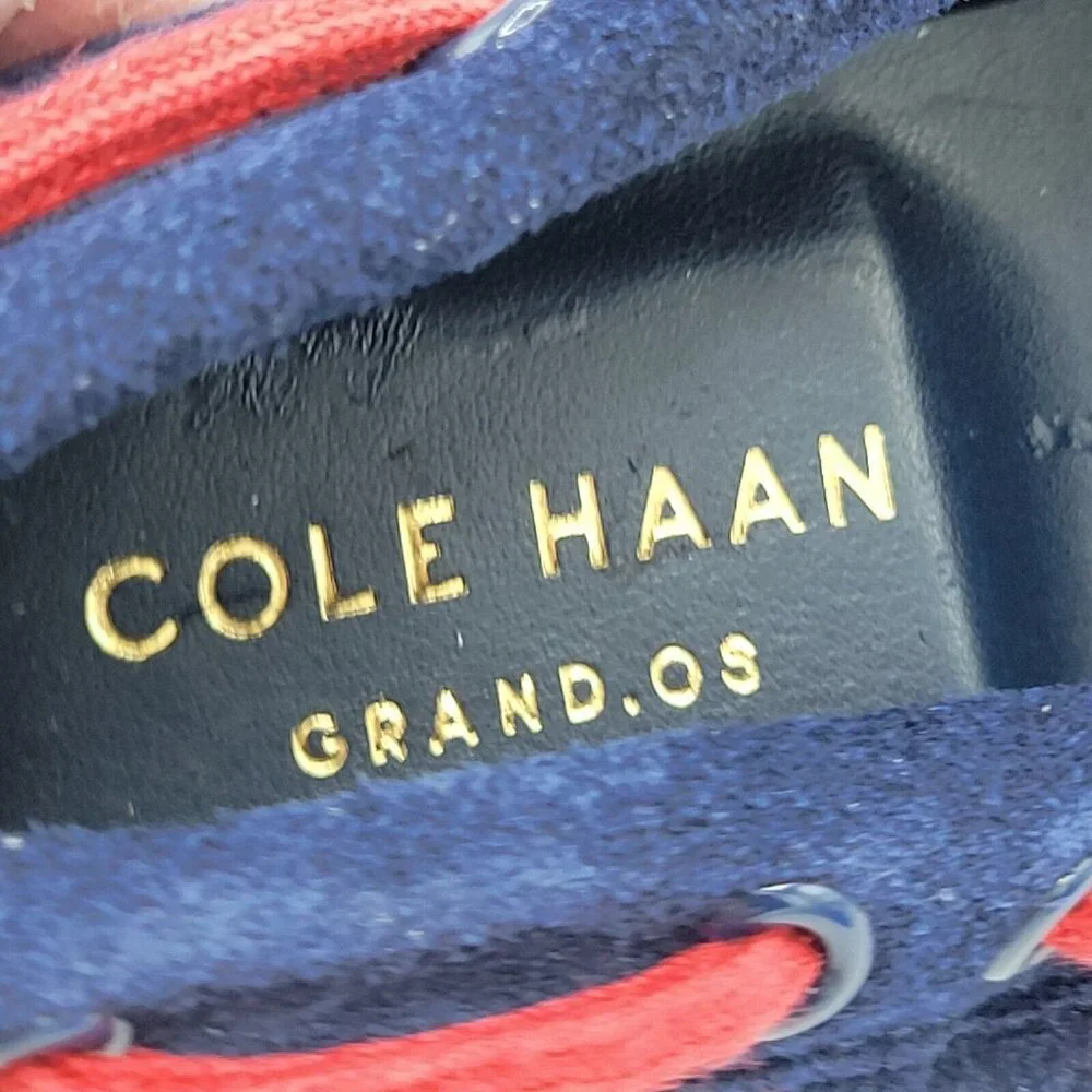 Cole Haan Slip On Boat Suede Shoe Grand Os Boys Size 13 Navy And Red